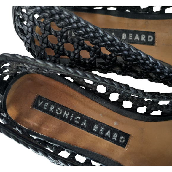Veronica Beard Griffin Black Woven Leather Loafer Flats Size 36 US 6 Pointed Toe - Picture 10 of 10